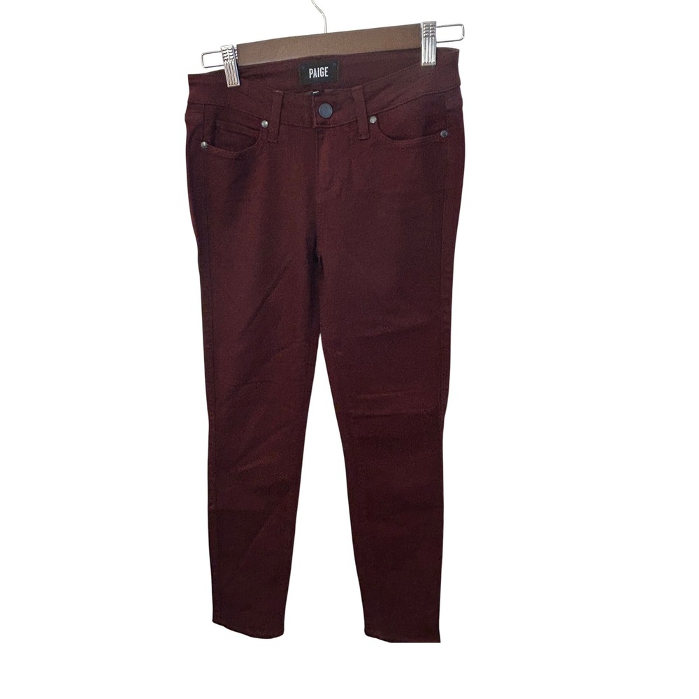 Paige Burgundy Maroon Skinny Jeans Womens Size 26 Mid Rise Stretch Made‎ in USA